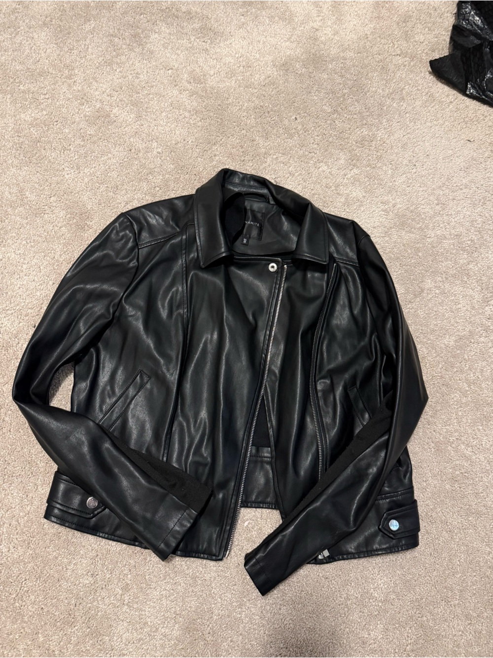 Dynamite Black Faux Leather Moto Jacket
